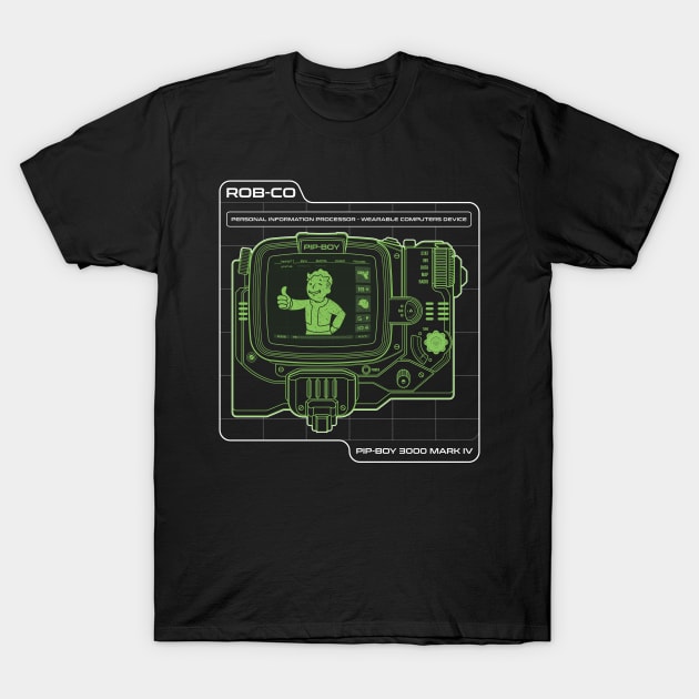 Pip-Boy 3000 Mark IV T-Shirt by redwane